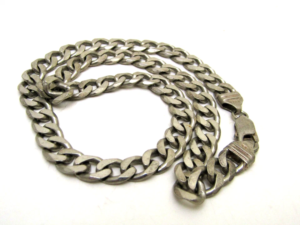 Collar de cadena de eslabones cubanos de plata esterlina 925 sólido pesado Italia 9MM 17" 47g Foto 4 de 4