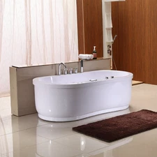 Hydrotherapy Whirlpool Jetted Bathtub – Freestanding Indoor Soaking Spa Tub