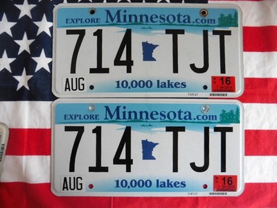 2 US MINNESOTA 714 TJT AUTO CAR KENNZEICHEN NUMMERNSCHILD PLATE SCHILD DEKO USA