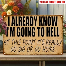 Sarcastic I Already Know Im Going To Hell Metal Sign Funny Home Wall Decor Retro