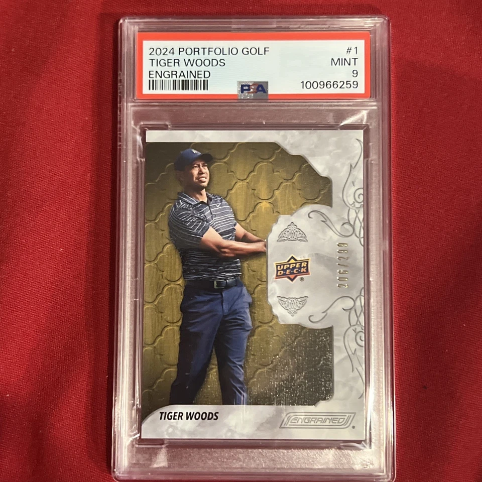 2024 UPPER DECK PORTFOLIO GOLF ENGRAINED #1 TIGER WOODS #’d/299 PSA 9 (low Pop) - Image 4 of 4