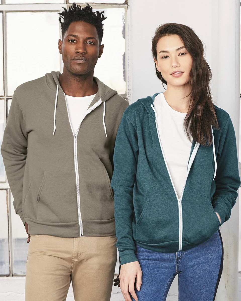 NEW Bella Canvas Unisex Full Zip Hooded Sweatshirt 3739