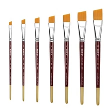 XDT#840 Angular Artist Paint Brush 7 Piece Set Medium Stiff Nylon Hair