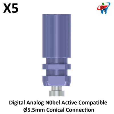 5x Dental Digital Analog N0bel Active Compatible Ø5.5mm Conical Connection Lab