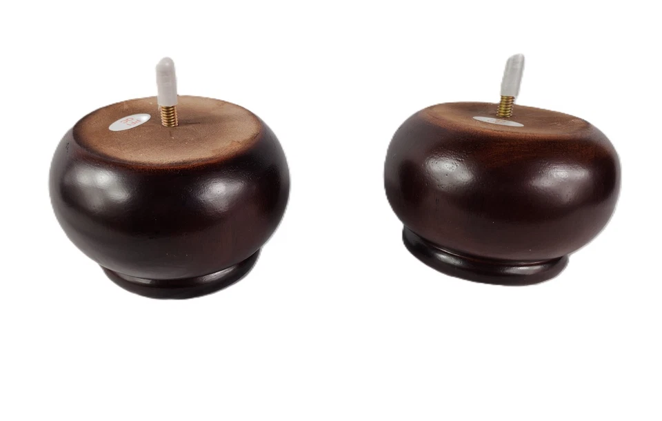 Bollo torneado de 3" cerezo oscuro muebles cónicos patas de madera perno de 5/16" - Juego de 4 Foto 3 de 4