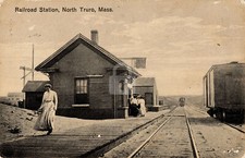North Truro MA Railroad Train Station 1917 Vintage Photo Postcard COPY