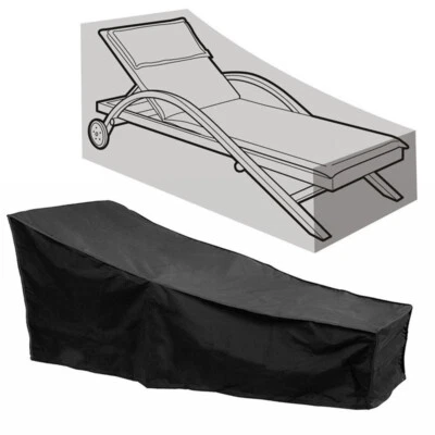 Waterproof Heavy Duty Garden Sunbed Cover Furniture Cover For Sun Lounger Black