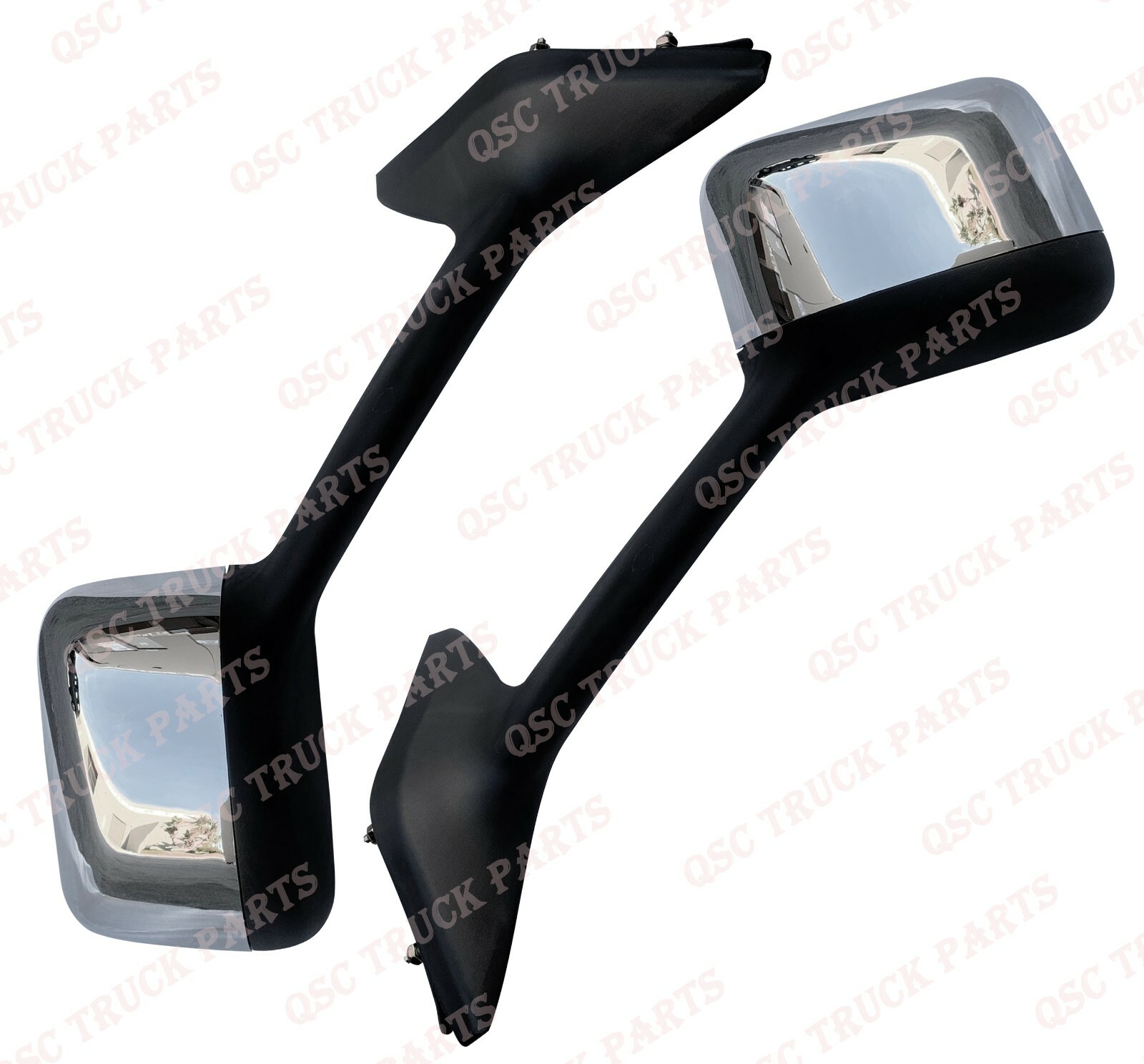 QSC Chrome Hood Mirror Left Right Side Pair for International LT 625