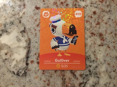 418 GULLIVER !SUPER SPECIAL! Animal Crossing Amiibo Authentic Nintendo Mint Card