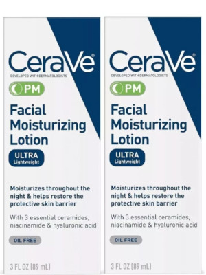 2 Pack -CeraVe Facial Moisturizing Lotion PM Ultra Lightweight 3 oz