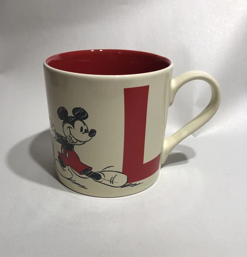 Disneyland Paris Sketched Mickey Mouse Monogram Initial Letter “L” Mug