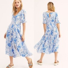New Free People Forever Always Floral Midi Dress, UK 6 X-Small, RRP $168