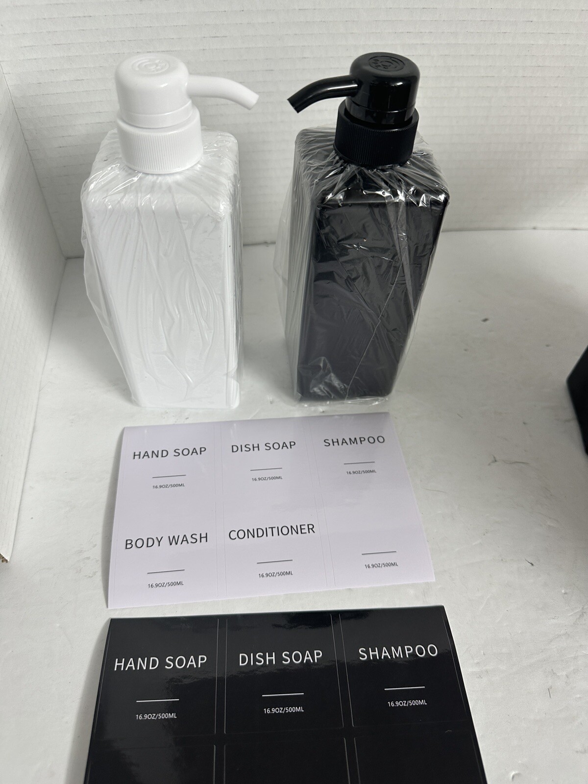 2pc Soap Dispenser with Waterproof Labels, 16 Oz Dish Soap Dispenser for Kitch