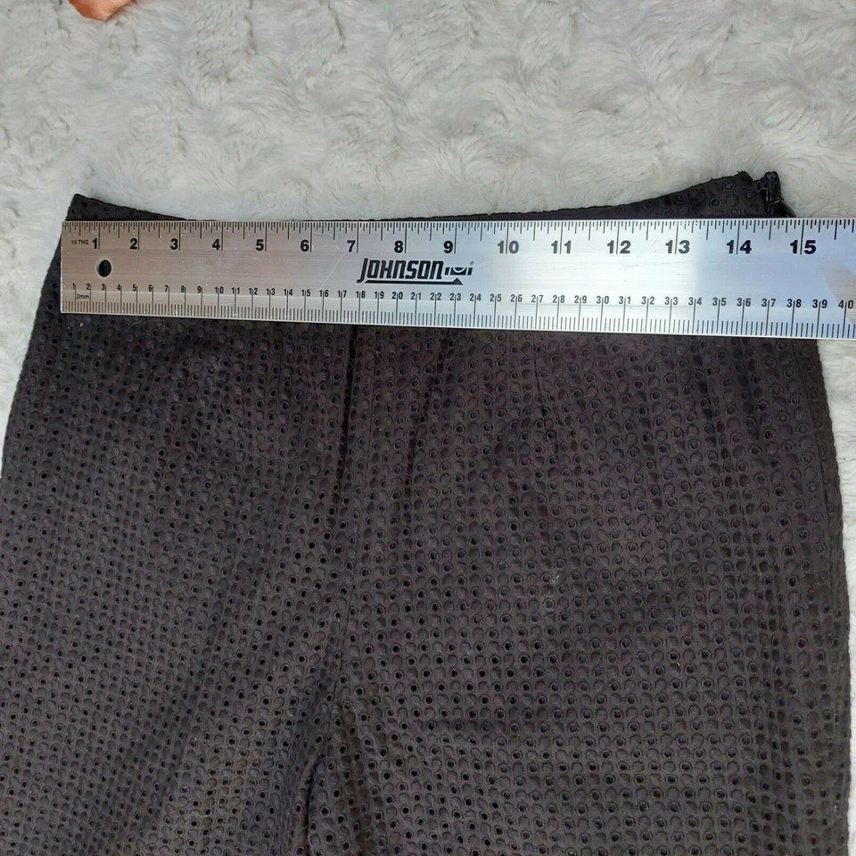 Pantalones Worth Petite para mujer talla 8 marrón bordado con ojales tiro alto pierna recta Foto 3 de 4