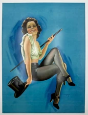 Magician's Assistant, Vintage Earle E.K. Bergey Poster Print, Leggy Brunette