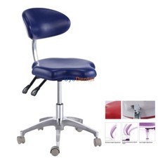 Mobile Dental Stool Adjustable Assistant Hygienist Stool with Back Support