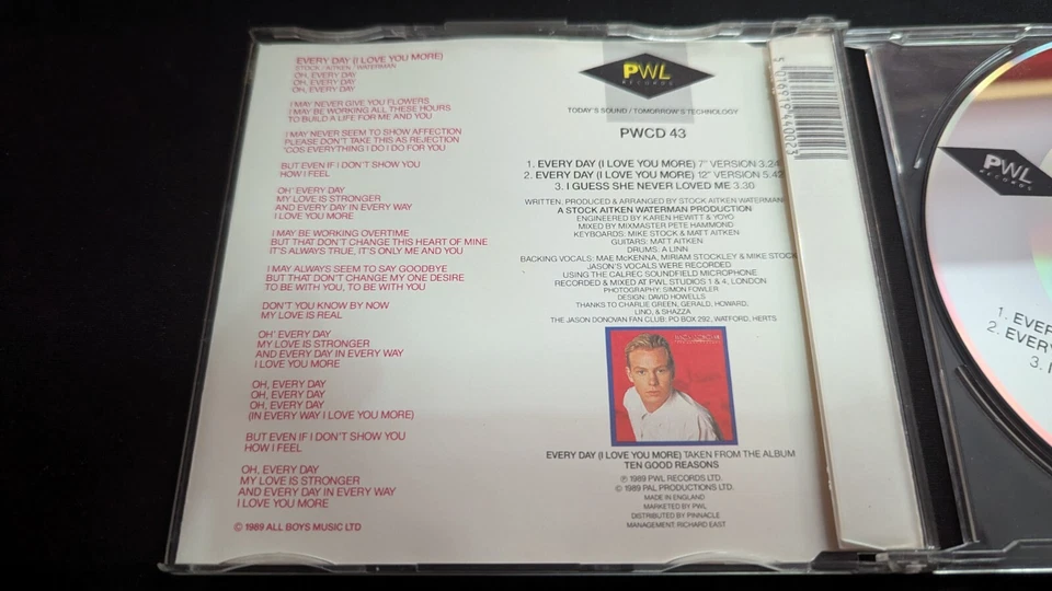 Jason Donovan – Every Day (I Love You More) Cd single Foto 2 de 3