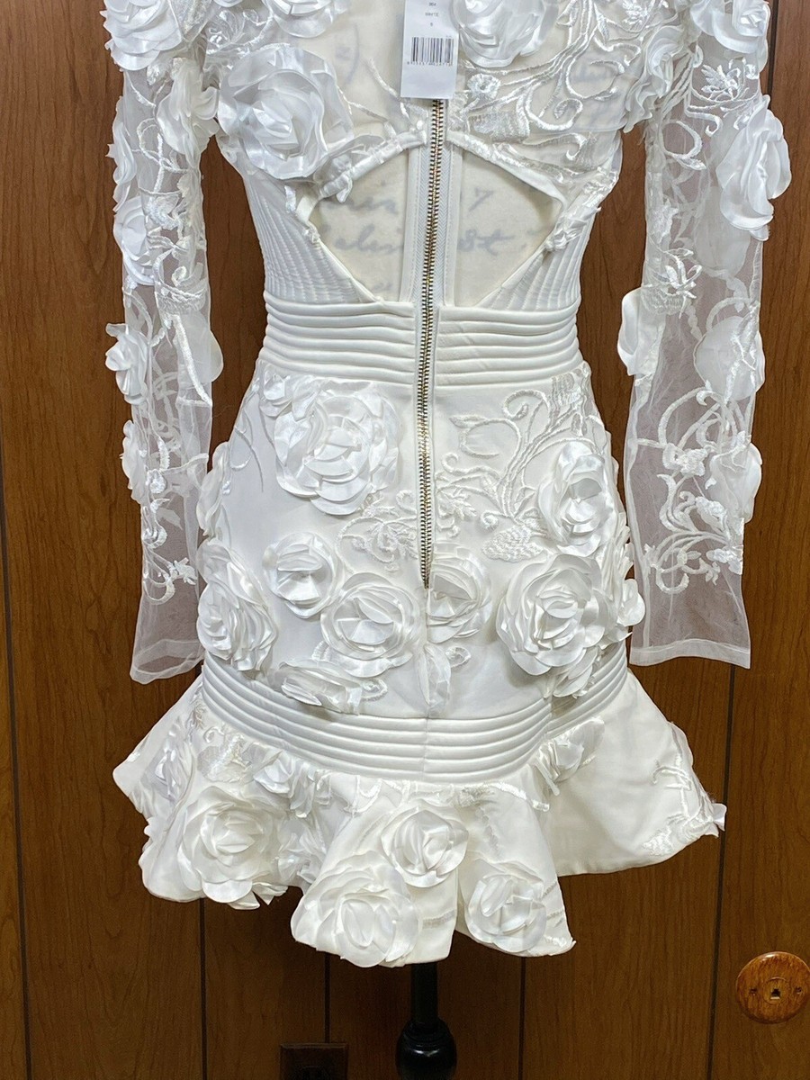 battle lines floral-embellished vendetta dress Zhivago Women's Battle Lines Floral Vendetta Minidress - White
