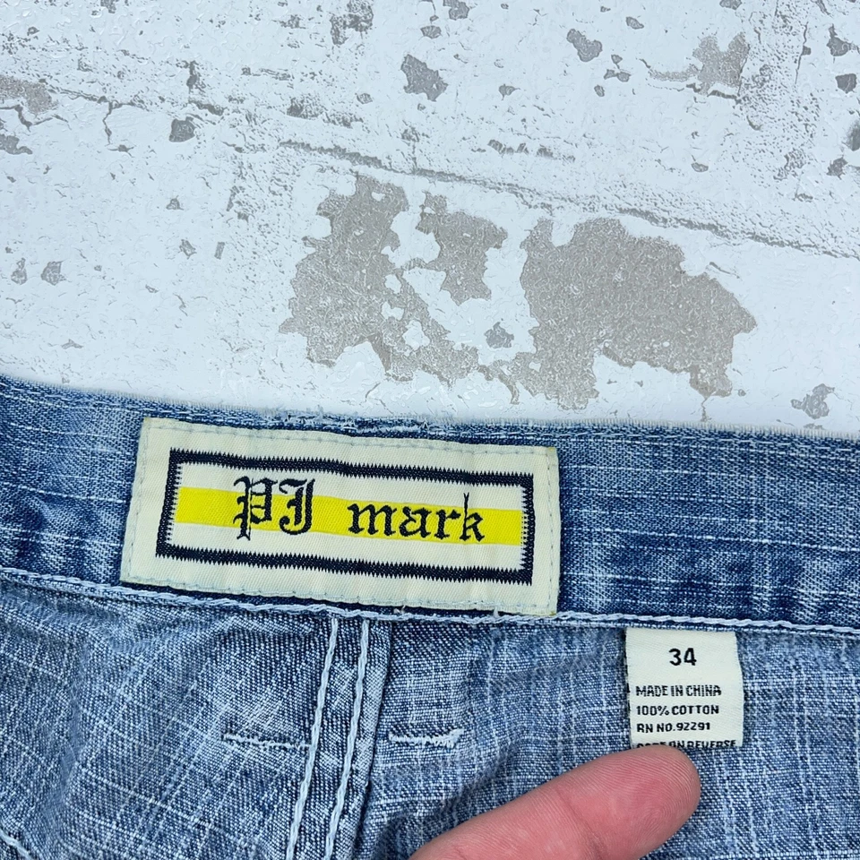 Pantalones Cortos De Colección Y2K Sueltos Denim Hombres 34 Pantalones Cortos Patín Desteñido Cibernético Hip Hop Rap Anchos Foto 3 de 4