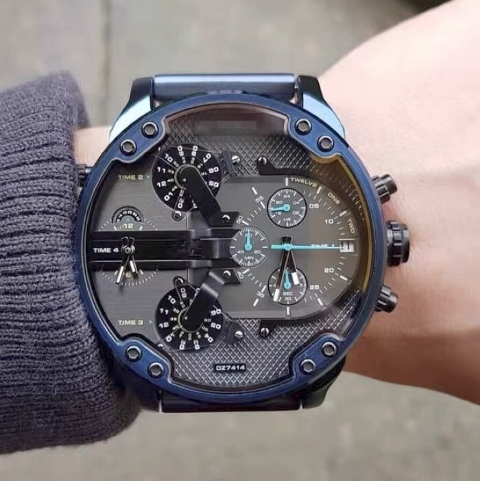 NEW Diesel Mr Daddy 2.0 DZ7414 Chronograph Stainless Steel Blue Men's Watch