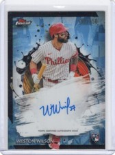 2024 Topps Finest Weston Wilson Rookie RC Sky Blue Refractor Auto /150 Phillies