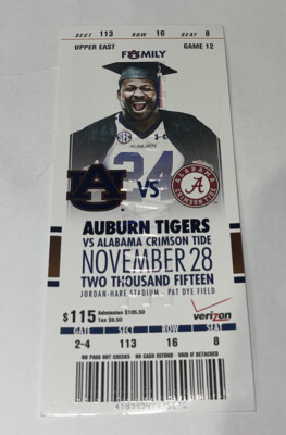 Auburn Football Vs Alabama game Day ticket Stub. 2015. | eBay
