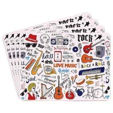 Love Music Pack of 4 Placemats - Music Gift - Placemats for Musicians