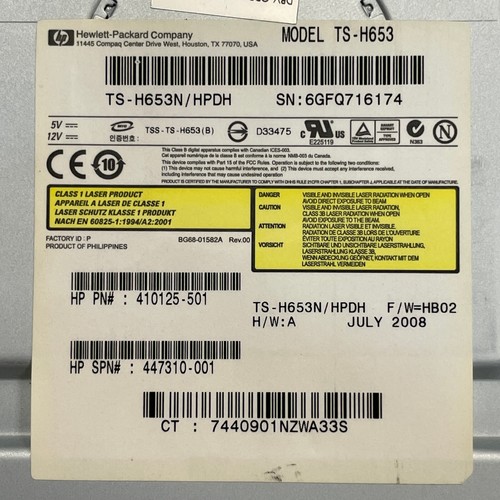 Toshiba Samsung TS-H653 DVD±RW DL SATA Optical Drive HP 410125-501 F/W: HB02 - Picture 3 of 13