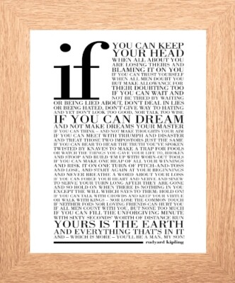 IF - POEM BY RUDYARD KIPLING - IF YOU CAN KEEP YOUR HEAD - 3 RAHMENFARBEN 951