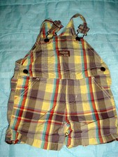 Osh Kosh Overalls Baby Infant Boys shorts Jon Johns-plaid brown yellow-12 months