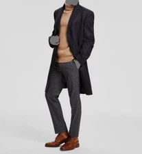 Michael Kors Men's Black Classic Single Breasted Wool Overcoat Jacket Size 42L