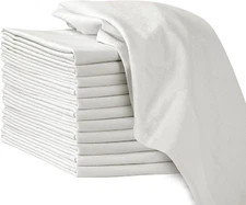 12 Pack Flour Sack Towels, 33"x38", 100% Cotton, for Embroidery, Cleaning, White