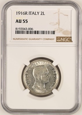 1916年R イタリア王国 2リレ銀貨NGC AU55 ITALY 2 Lire 1916-R Silver NGC AU55 Vittorio Emanuele III | eBay