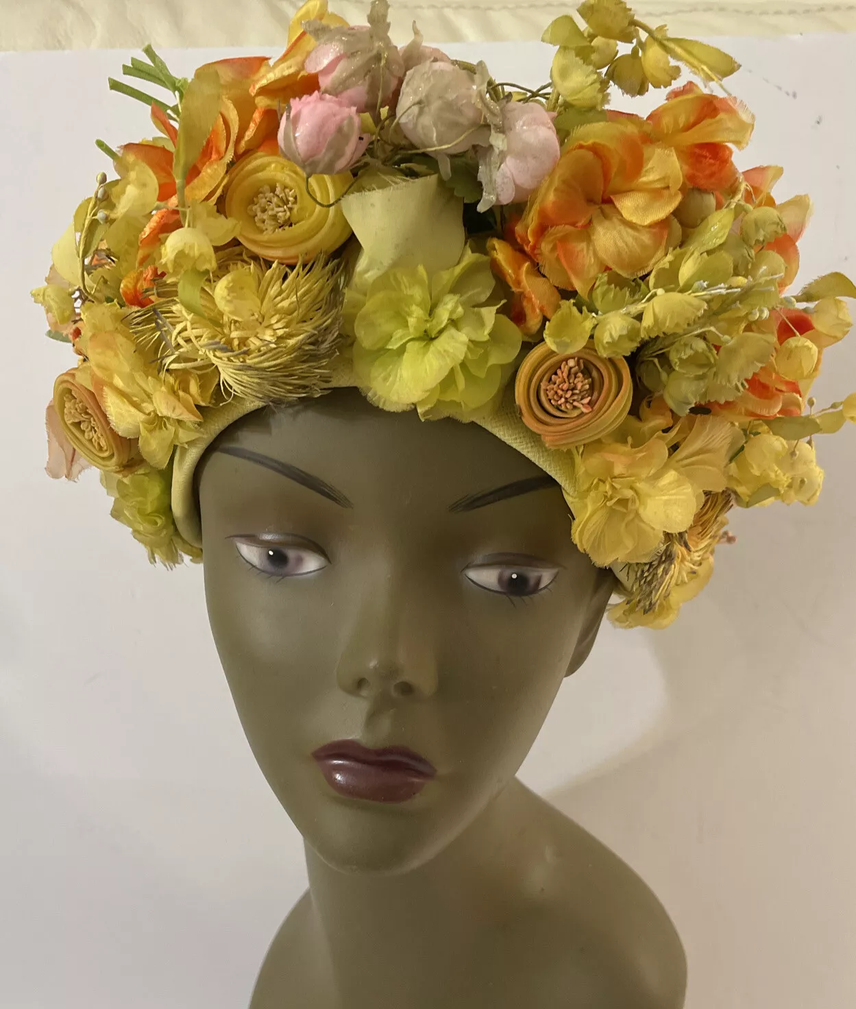 CHAPEAU VINTAGE FLORAL CHRISTIAN DIOR !! Chapeaux femme Paris NY Hahue Co pastel