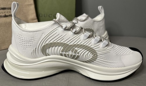 Gucci Run White/Grey/Black Sneakers Shoes Women’s Size 41 (US 11) Authentic - Picture 3 of 14