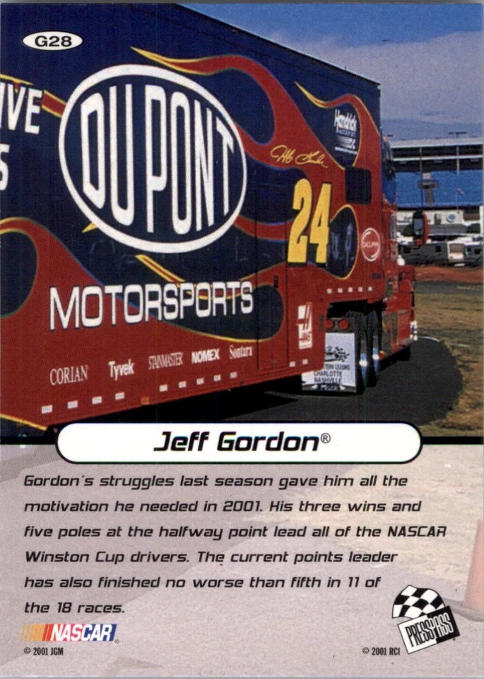2001 Press Pass Stealth Holofoils #28 Jeff Gordon - RAC - Image 2 of 2