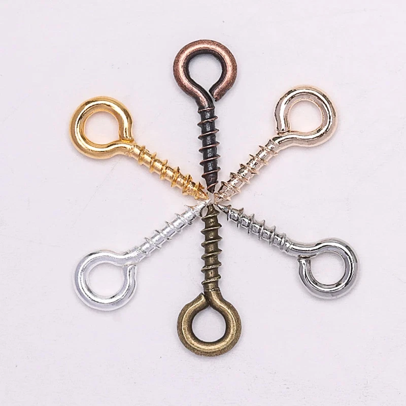 100pc Mini Eye Pins Screw Hooks Threaded Clasps Gold Tone Jewelry DIY Making - Image 3 of 4