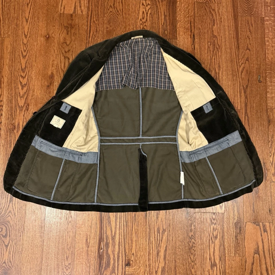 Chaqueta Blazer De Colección J Crew Pana Tareas Granero Para Hombre Grande Verde Oscuro 3 Botones Foto 4 de 4