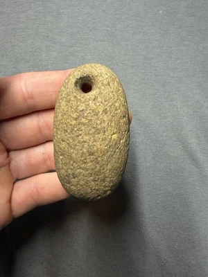 Stone Indian Artifact Native Americans Drilled Plummet Stone Tool - Image 1 of 4