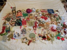Huge lot of 85 assorted Christmas ornaments and items many vintage
