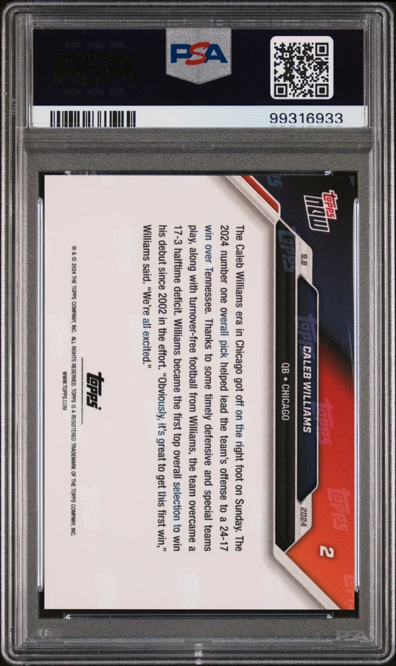 2024 Topps Now Caleb Williams #2 PSA 10 #6933 - Image 2 of 2