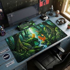 Pikachu Starters Forest Art XL Gaming Mouse Pad, Pokemon TCG Play Mat, Desk Mat