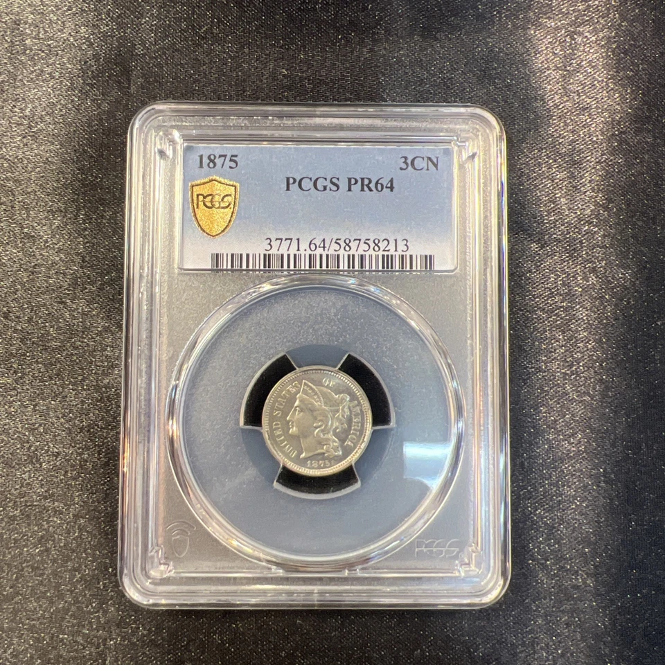 1875 3 cent nickel PCGS PR64 Only 700 Minted! - Image 3 of 4