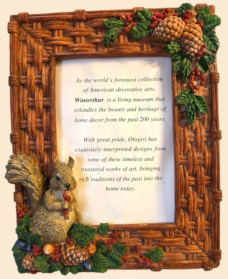 Squirrel Winterthur Museum Otagiri Frame Vintage Woods Nature Pinecones * Read - Image 3 of 4