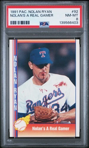 1993 Pacific Nolan Ryan #92 Nolan's a Real Gamer PSA 8 Texas Rangers