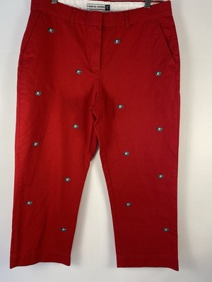 Campus Chinos UGA Women's Red Pants Game Day Logo Cropped Size 14
