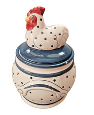 Keramik Huhn Dose mit Deckel 16x12 cm Vorratsdose Landhaus Bauernhof Stil blau
