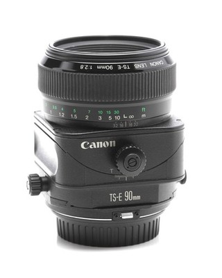 Canon TS-E 90mm f2.8 with caps, lens hood and case, in box with papers.  LN-