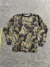 Vintage 90s Y2K Realtree Camo 100% Cotton Long Sleeve EUC! Brown Green Small VTG