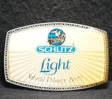 WJ13129 VINTAGE 1970s  SCHLITZ LIGHT NATURAL PILSNER BEER  BOOZE BELT BUCKLE